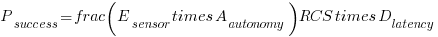 P_{success} = frac{(E_{sensor} times A_{autonomy})}{RCS times D_{latency}}
