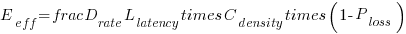 E_{eff} = frac{D_{rate}}{L_{latency}} times C_{density} times (1 - P_{loss})