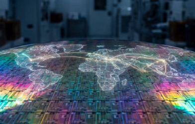 küresel yarı İletken tedarik zinciri ve silikon gofret (wafer) makro görünümü