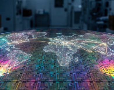 küresel yarı İletken tedarik zinciri ve silikon gofret (wafer) makro görünümü