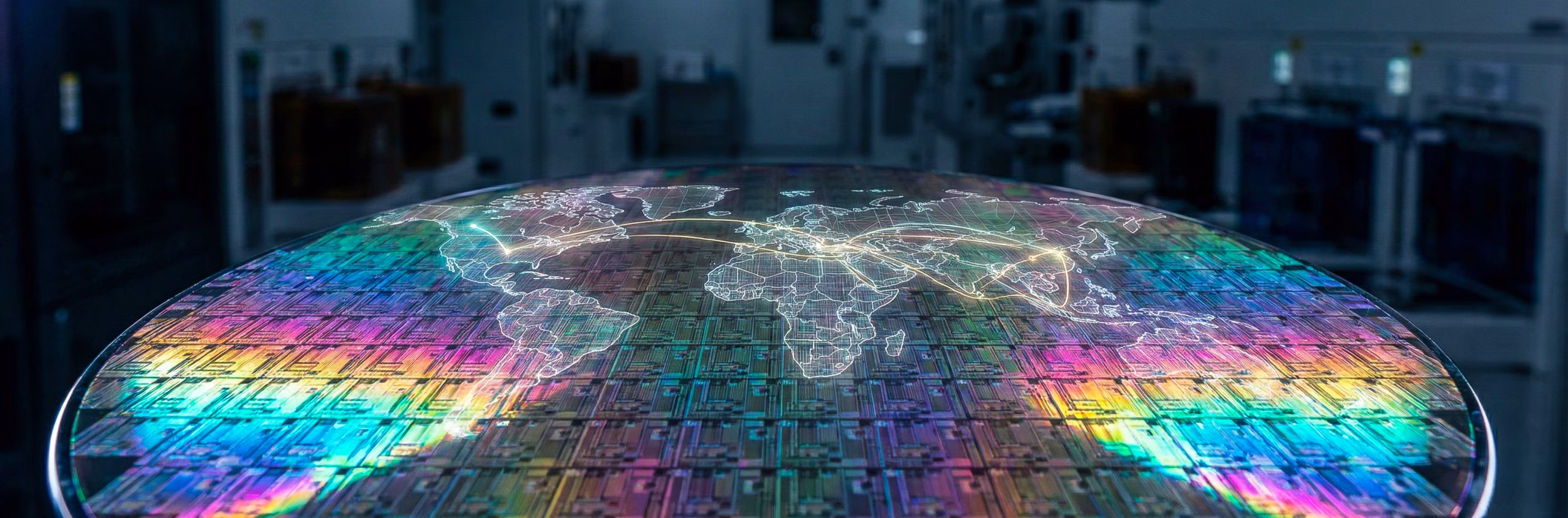 küresel yarı İletken tedarik zinciri ve silikon gofret (wafer) makro görünümü