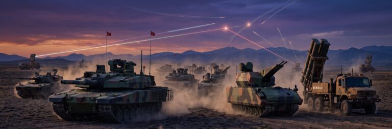 Çelik Kubbe Hava Savunma Kalkanı Altında İlerleyen Zırhlı Kara Birlikleri