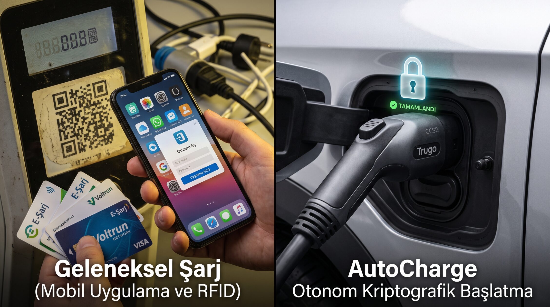 Geleneksel RFID Şarj İşlemi ve Trugo AutoCharge Otonom Şarj Protokolü Kıyaslaması