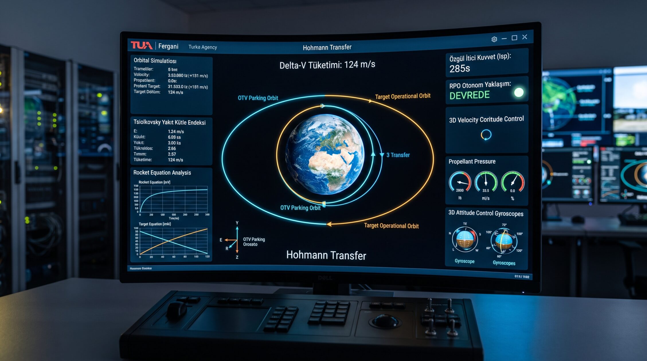 Hohmann Yörünge Transferi ve Tsiolkovsky Roket Denklemi Veri Analiz Dashboardu