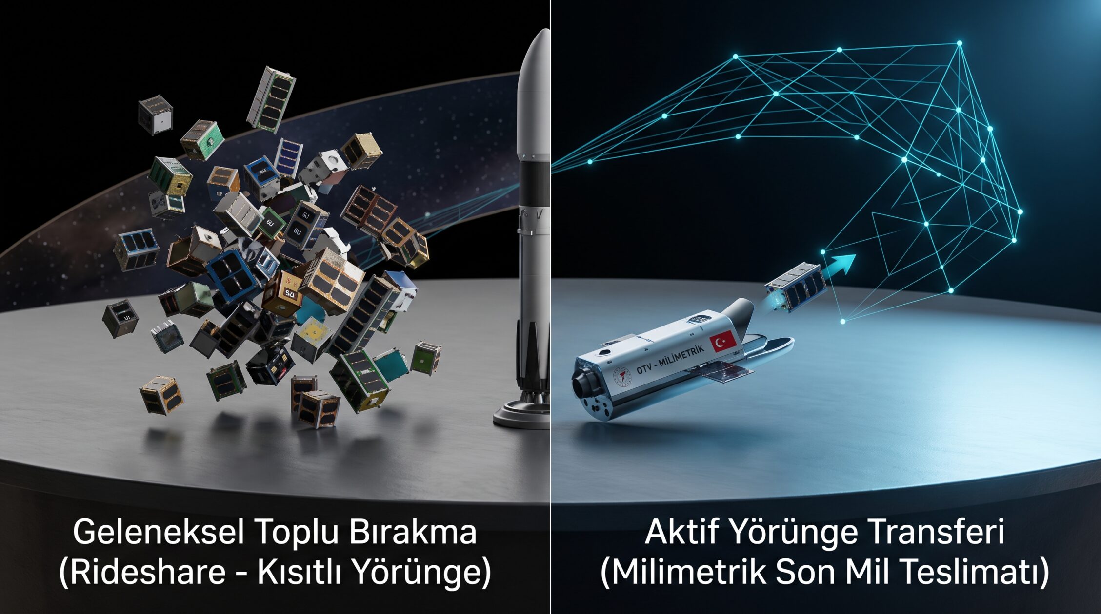 Toplu Fırlatma Rideshare ve OTV Aktif Yörünge Transferi Karşılaştırması