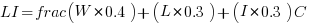 LI = frac{(W * 0.4) + (L * 0.3) + (I * 0.3)}{C}